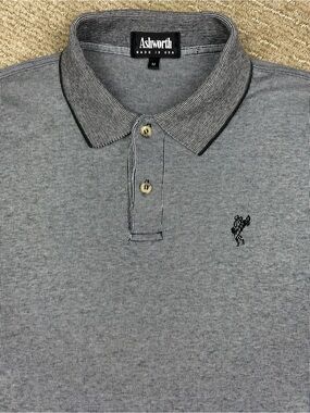 Vintage Ashworth Golf Polo Shirt Grey Old Money Grandad Grandpa Summer Cotton M